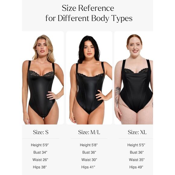 POPILUSH Shapewear Faux Leather Lace Balconette Sculpting Bodysuit 📦 - Picture 5 of 14